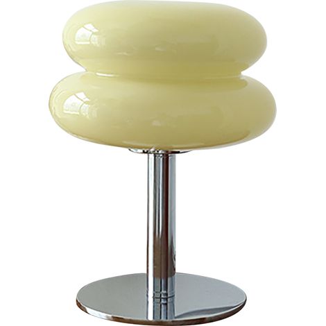 Beigefarbene Tischleuchte Aus Glas Im Macaron-stil Mit 3-farben-dimmer Und Usb-anschluss