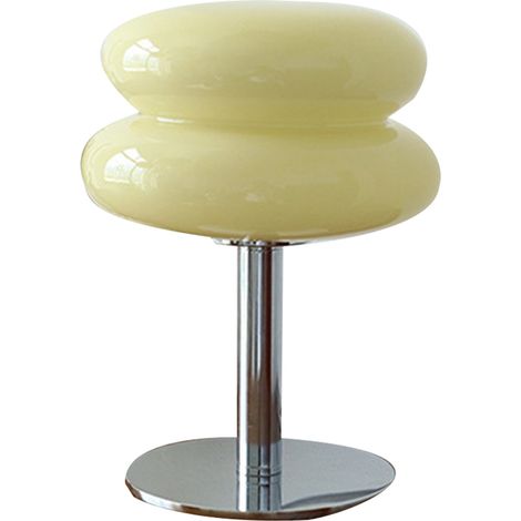 Glas-schreibtischlampe In Kuchenform, Elegantes Skandinavisches Design, Weiches Und Flimmerfreies Licht, Beige Farbe