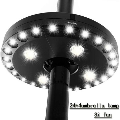 Schirmleuchte Für Den Außenbereich – 100 Lm, Rückseitige Montage Mit Haken, Kompatibel Mit Ø 2,5–4,5 Cm, Schwarz