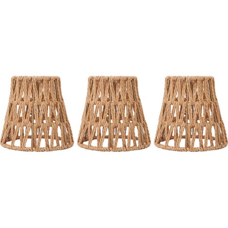 Lampenschirme Aus Künstlichem Rattan, Mit Papier Gewebt, Im Bohème-stil, 3-teilig, E14-fassung Für Tisch- Und Stehlampen