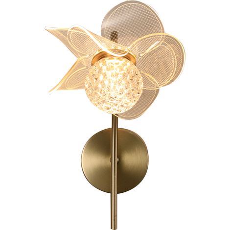Blumenförmige Wandleuchte Aus Vergoldetem Stahl, 32 X 20 X 20 Cm, 6 W, 3 Farbtemperaturen
