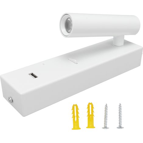 Verstellbare Led-wandleuchte Mit Stecker, Schalter Und 5v-usb-anschluss – Weiß – Leselampe Für Nachttisch Oder Schreibtisch