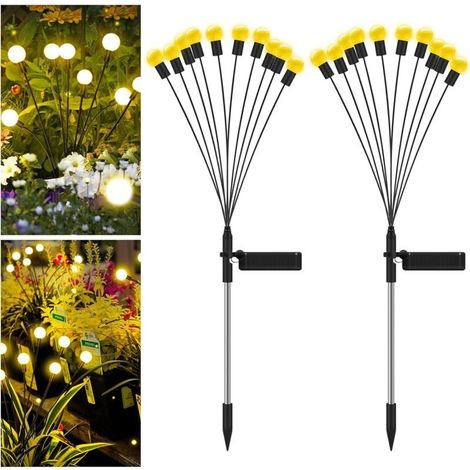 Solar-gartenleuchte Firefly, Wasserdichte Ip65-solarleuchte Mit 10 Leds, Einbau-solar-gartenleuchte Für Garten, Hof, Weg Und Einfahrt (2er-pack) [energieeffizienzklasse]