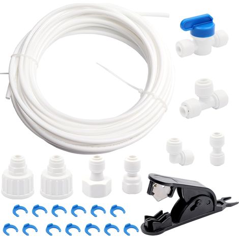 15 M Universal-stromanschlussschlauch Für Amerikanische Kühlschränke Und Wasserfilter – Komplettes Anschlussset Mit 6,35 Mm (1/4") Schnellkupplungen – Kompatibel Mit Samsung, Lg, Ge – Bl