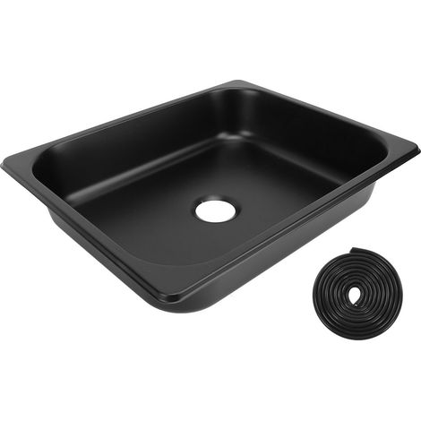 Quadratisches Spülbecken Für Wohnmobil, Boot Und Wohnwagen Aus Edelstahl 304 – 325 X 265 X 65 Mm, 40 Mm Abfluss, Schwarz