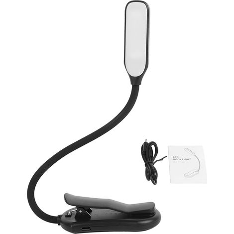 Ansteckbare Leselampe Mit Flexiblem Schwanenhals, Usb-aufladbar, 10 Leds, Schwarz, Eingebauter Akku