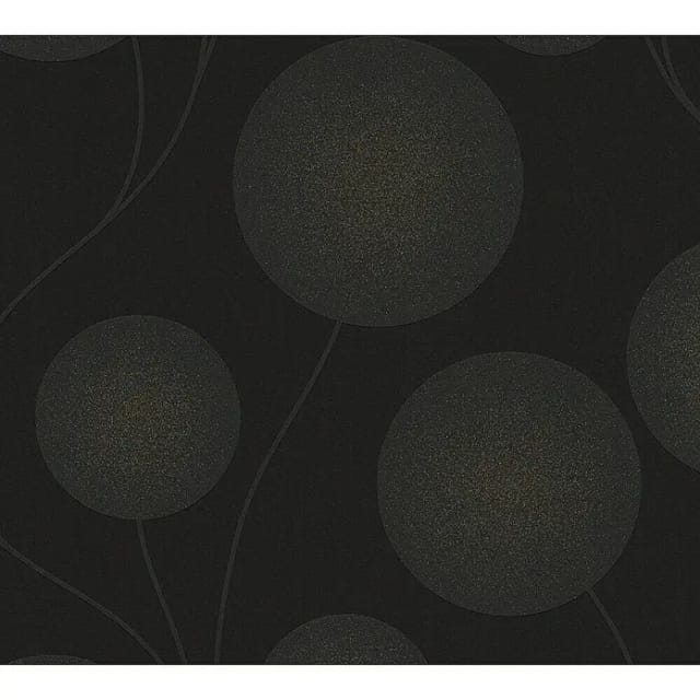 Bricoflor Glitzer Tapete in Schwarz Gold Kreis Vliestapete Floral Ideal für Wohn und Schlafzimmer Schwarze Vlies Mustertapete mit Blumen Abstrakt