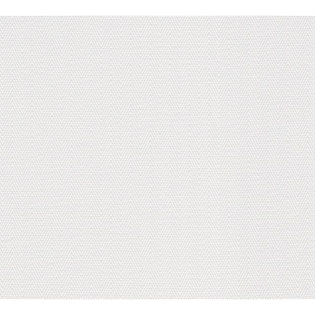 Bricoflor Missoni Tapete Weiß Einfarbige Papiertapete Dezent mit Vinyl Ideal für Wohnzimmer und Flur Weiße Papier Strukturtapete mit Zickzack Muster