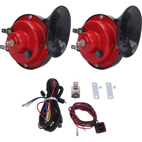 Doppelhupe Für Utvs (12 V) Mit Relais Und Kabeln – Sehr Laut, Universell Passend Für Polaris Rzr, Ranger, Honda Pioneer, Can-am Maverick X3 – Rot
