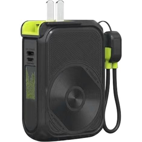 Magnetische Powerbank Mit 10000 Mah, 15-w-wireless-ladegerät Und Integriertem Netzstecker, Schwarz