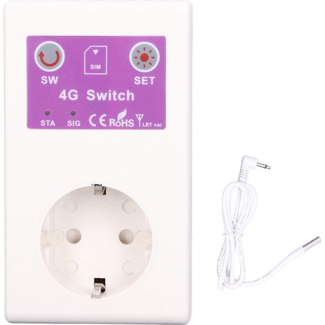 Intelligente 4g-steckdose Mit Temperatursensor, Sms-/app-/touch-steuerung, 2000 W, Feuerfestes Pvc