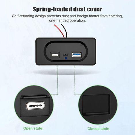 12-v-doppel-usb-steckdose Mit Schutzkappe Für Auto, Wohnmobil, Boot – Schnellladen (pd & Qc)