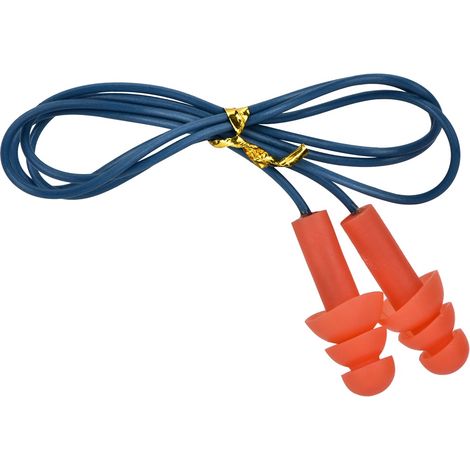 Geräuschdämpfende Silikon-ohrstöpsel Mit Kabel – Metalldetektierbar, Nrr 25 Db, Wiederverwendbar, Blau/rot