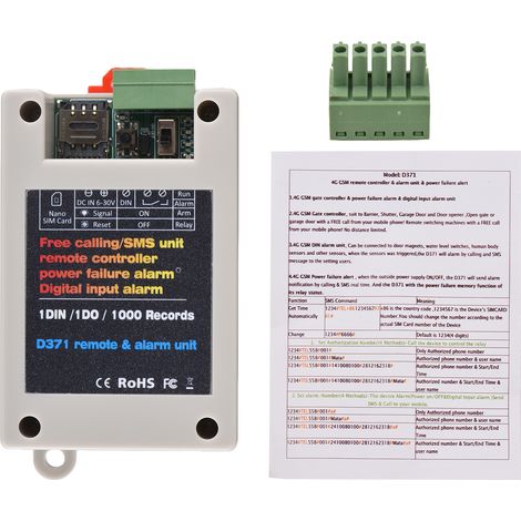 Dn371 2g Gsm-toröffner Mit Stromausfallalarm, 3a-relais Und Integriertem 1000-mah-akku