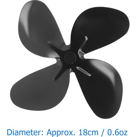 Ofenlüfter – Propeller Aus Schwarz Eloxiertem Aluminium, 4 Blätter, 18 Cm Durchmesser, Mit Inbusschlüssel Und Schraube