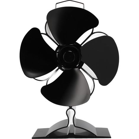 Leiser, Wärmebetriebener 4-blatt-lüfter Aus Eloxiertem Aluminium Für Holzöfen Mit Magnetischem Thermometer
