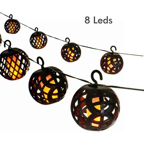 Solarbetriebene Led-lichterkette Mit Flammenmotiv Für Den Garten – 8 Wasserdichte Leds (ip44), Realistisches Design Und Warmes Licht