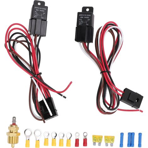 12v Dc Doppellüfter-verkabelungssatz Mit 40a Relais Und 185°f/175°f Thermostat Für 10-16 Zoll Lüfter