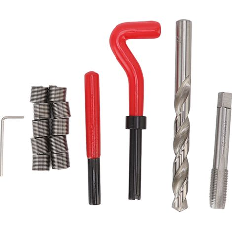 M12 X 1,25 Hss-gewindereparaturset – Rot – 15 Einsätze + Komplettes Werkzeug