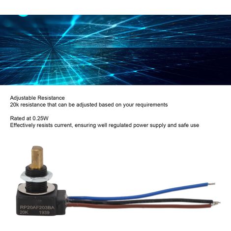 Lineares Drehpotentiometer Mit 20 Kω, Wasserdicht Nach Ip65, 0,25 W, 320° Drehwinkel, Gehäuse Aus Abs Und Kupfer