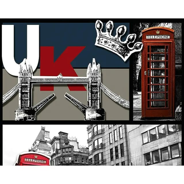 Bricoflor London Tapete Selbstklebend Modernes Tapeten Panel in Rot und Blau Ideal für Jugendzimmer und Küche Wandpanel mit Roter Telefonzelle