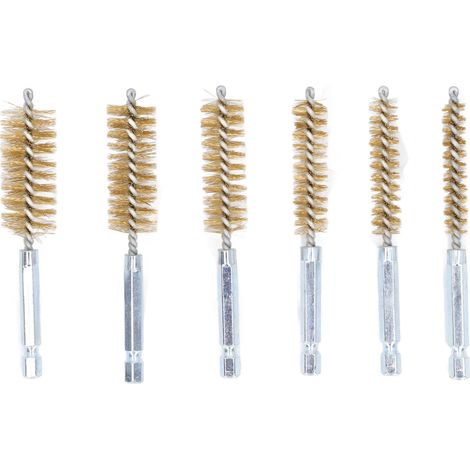 6-teiliges Laufreinigungsbürsten-set Aus Gelbkupfer, 1/4"-sechskantschaft, 10 Cm Länge, Durchmesser 8 Bis 19 Mm