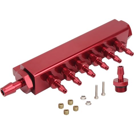 Universeller 6-port-vakuumverteiler Aus Rotem Aluminium – 1/8"- Und 1/2"-npt-anschlüsse Für Turbolader, Kompressoren Und Elektronikgehäuse