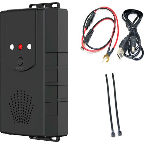 Sc-03 Ultraschall-nagetierabwehrgerät, Schwarz, 3 Stromversorgungsmodi (12 V, Usb, Aa-batterien), 60 M² Reichweite, Robustes Pc-gehäuse