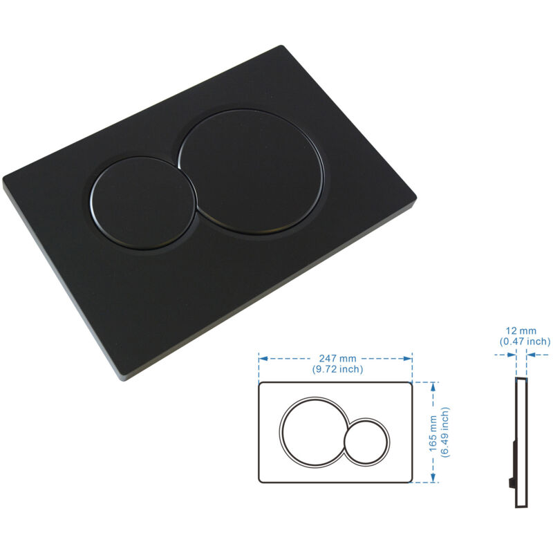 Spülplatten Kompatibel Mit Geberit Sigma 20 – Schwarz – Zweimengenspülung Für Unterputzspülkasten – 247 X 165 Mm – Elegantes Design