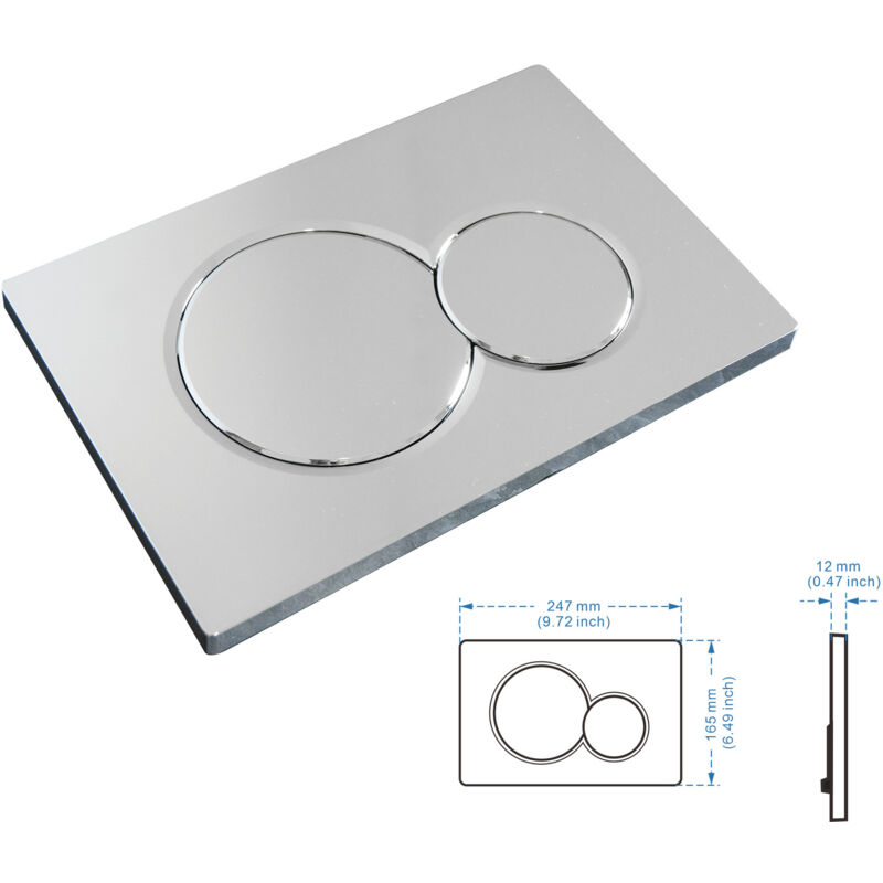 Spülplatten Kompatibel Mit Geberit Sigma 01 – Zweimengenspülung, Chrom Glänzend – Für Unterputzspülkasten – 247 X 165 Mm
