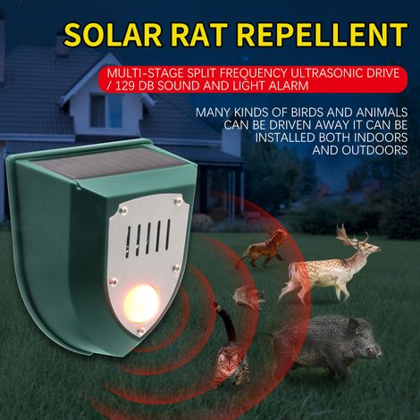 Solarbetriebenes Ultraschall-abwehrgerät Mit Pir-sensor, 129 Db Akustischem Alarm Und Blitzlicht, Ip55, 2 Stück