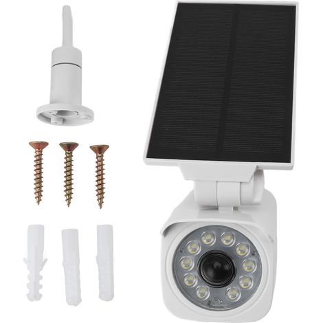 Solarbetriebene Attrappe Einer Sicherheitskamera Mit Bewegungsmelder, Ip65, Weiß, Für Den Außenbereich