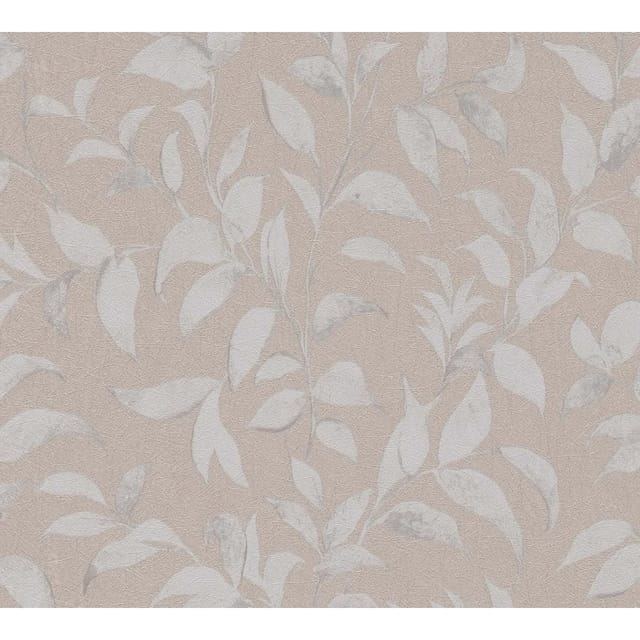 Bricoflor Blätter Tapete in Beige Grau Florale Vliestapete mit Vinyl Struktur Braune Mustertapete für Wohnzimmer und Küche
