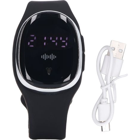 Wiederaufladbares Ultraschall-mückenabwehrarmband Mit Usb-anschluss Für Erwachsene – Schwarz, 100 Mah, 7 Tage Akkulaufzeit