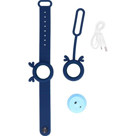 Wiederaufladbares Ultraschall-mückenabwehrarmband Mit Usb-anschluss, Weiches Und Wasserdichtes Silikon – Dunkelblau