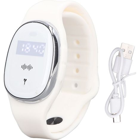 Wiederaufladbares Ultraschall-mückenabwehrarmband Mit Usb-anschluss Für Outdoor-aktivitäten – Weiß, 100 Mah