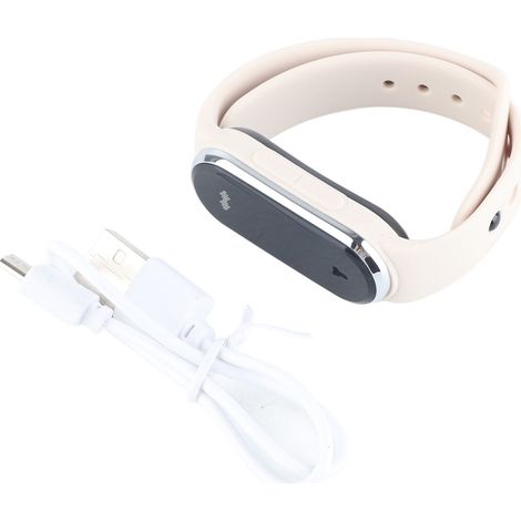 Wiederaufladbares Ultraschall-mückenschutzarmband Mit Usb-anschluss, Schrittzähler Und Thermometer, Weiß