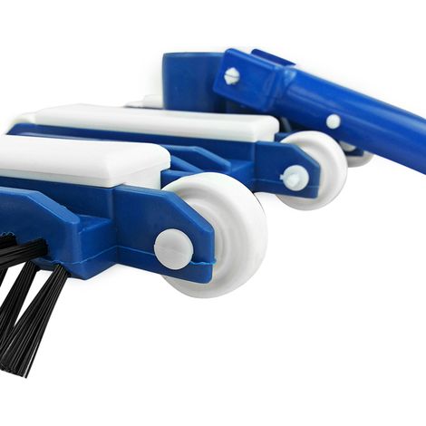 14-zoll-poolroboterkopf Mit Bürsten Und Rädern – Strapazierfähiger Kunststoff, Blau Und Weiß