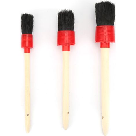 Runde Autowaschbürste Mit Wildschweinborsten Und Naturholzgriff – 3er-set (25 Mm, 35 Mm, 40 Mm)