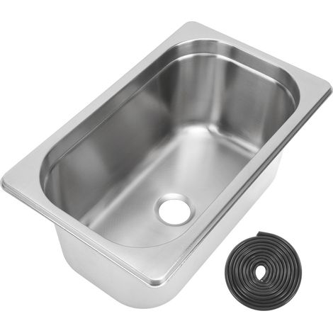 Quadratisches Edelstahl-spülbecken 304 Für Wohnmobil, Boot Und Wohnwagen – 320 X 180 X 130 Mm, 40 Mm Abfluss