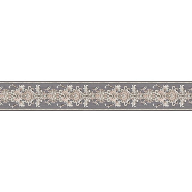 Bricoflor Barock Bordüre 10 Cm Breit Ornament Tapetenbordüre aus Papier und Vinyl Vintage Tapetenborte in Grau und Beige für Wohnzimmer