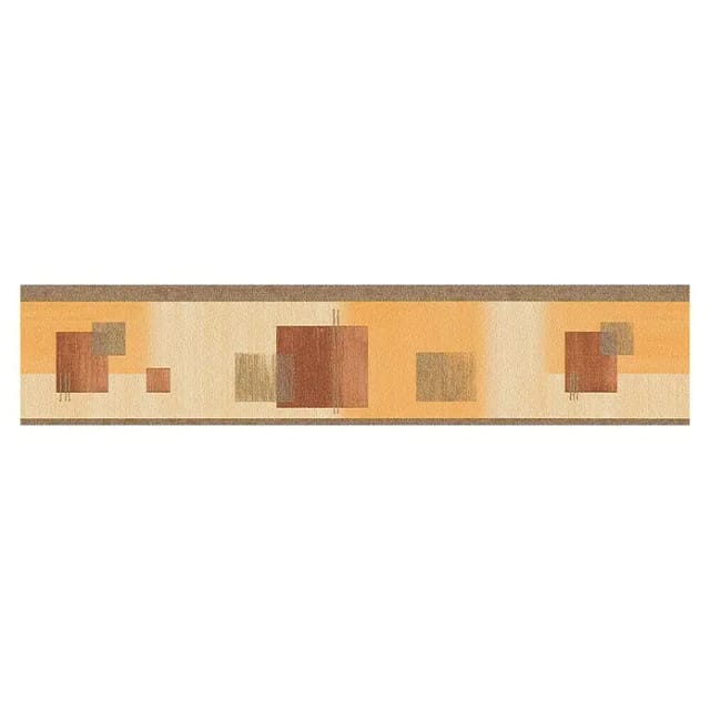 Bricoflor Geometrische Tapeten Bordüre in Orange und Terracotta Esszimmer und Wohnzimmer Tapetenbordüre aus Papier und Vinyl Tapetenborte mit Quadrat