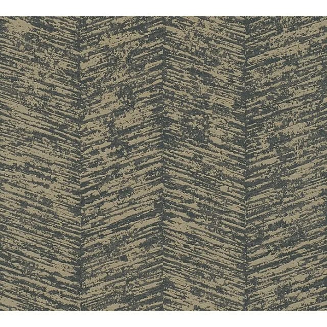 Bricoflor Chevron Tapete Schwarz Gold Französische Fischgrät Vliestapete anthrazit mit Gold Metallic Effekt Ideal für Wohnzimmer