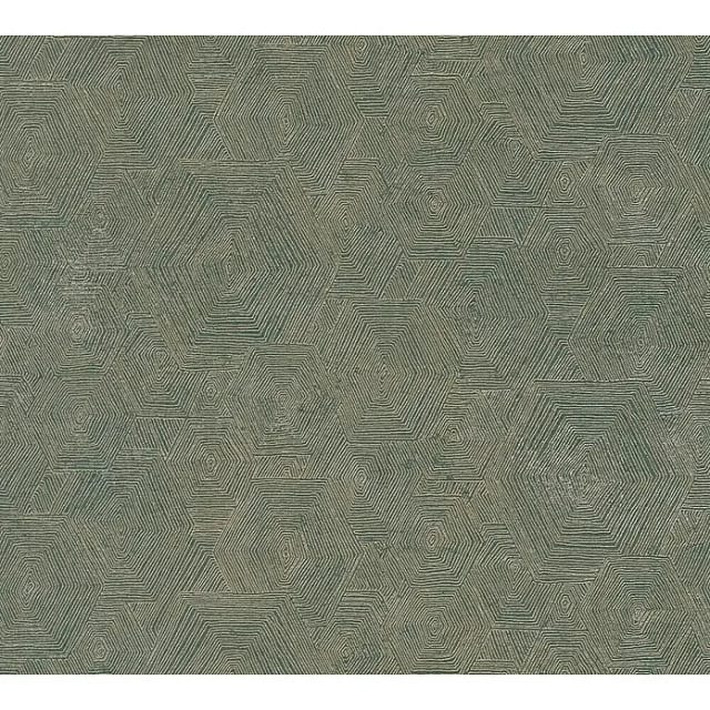 Bricoflor Geometrische Tapete Grün Gold Ethno Vliestapete mit Metallic Effekt für Wohnzimmer und Esszimmer