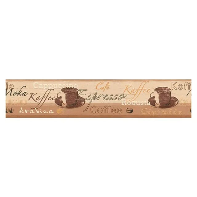 Bricoflor Tapetenbordüre für Küche Kaffee Tapeten Bordüre in Beige Braun Papierbordüre mit Vinyl mit Kaffeebohnen und Cafe Design