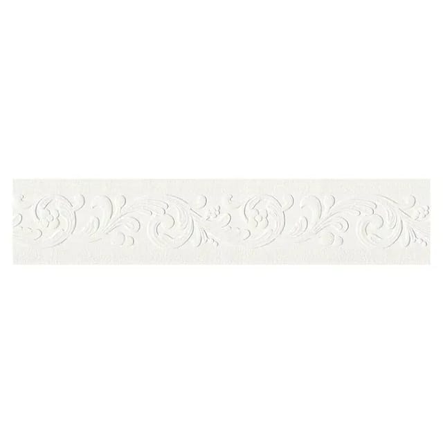 Bricoflor 3D Tapetenbordüre in Weiß Ornament Wandbordüre Ideal für Schlafzimmer und Badezimmer Weiße Tapeten Bordüre Im Barock Stil