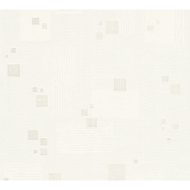 Bricoflor Geometrische Tapete mit Glitzer Weiße Vliestapete Quadrat Muster für Flur und Wohnzimmer Helle Vlies Mustertapete mit Vinyl Dezent