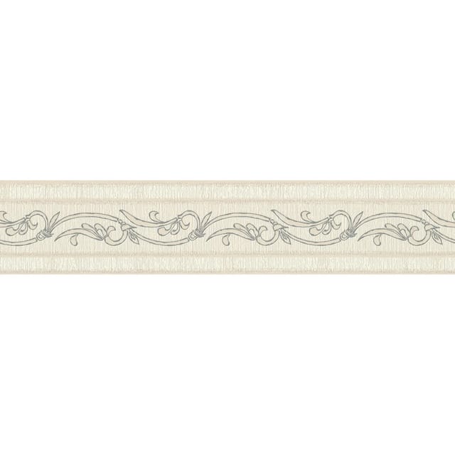 Bricoflor Französische Lilie Tapeten Bordüre in Creme Beige Landhaus Tapetenbordüre Selbstklebend Vlies Tapetenborte Ideal für Badezimmer und Küche