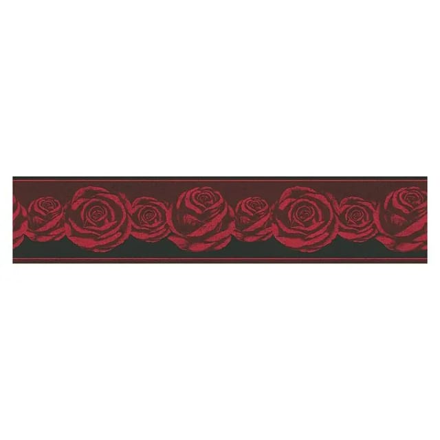 Bricoflor Tapeten Bordüre mit Rosen für Schlafzimmer Romantische Tapetenbordüre mit Rosenmuster aus Papier Florale Tapetenborte in Rot und Schwarz