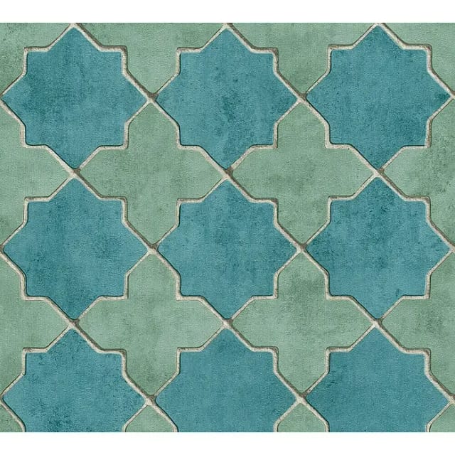 Bricoflor Fliesen Tapete Blau Türkis Orientalische Vlies Fliesentapete in Mosaik Optik Marokkanisch Arabische Vliestapete in Fliesenoptik für Küche